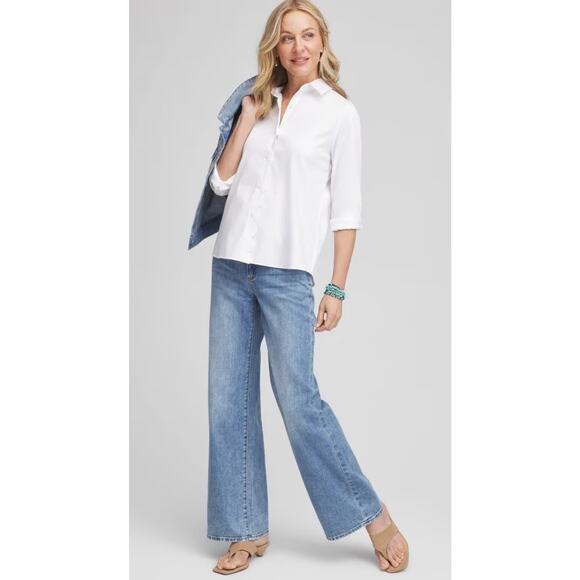 Chico’s High Rise Wide Leg Soft Denim in Farrah Indigo Size 10R - Picture 1 of 12